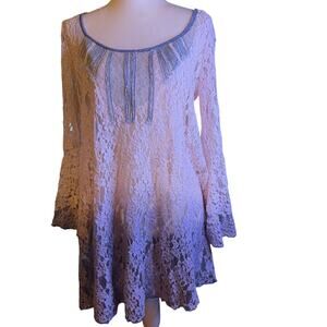 Free People Lace Boho Tunic Dress With Lavender Ombre Detail, Women's Size XS